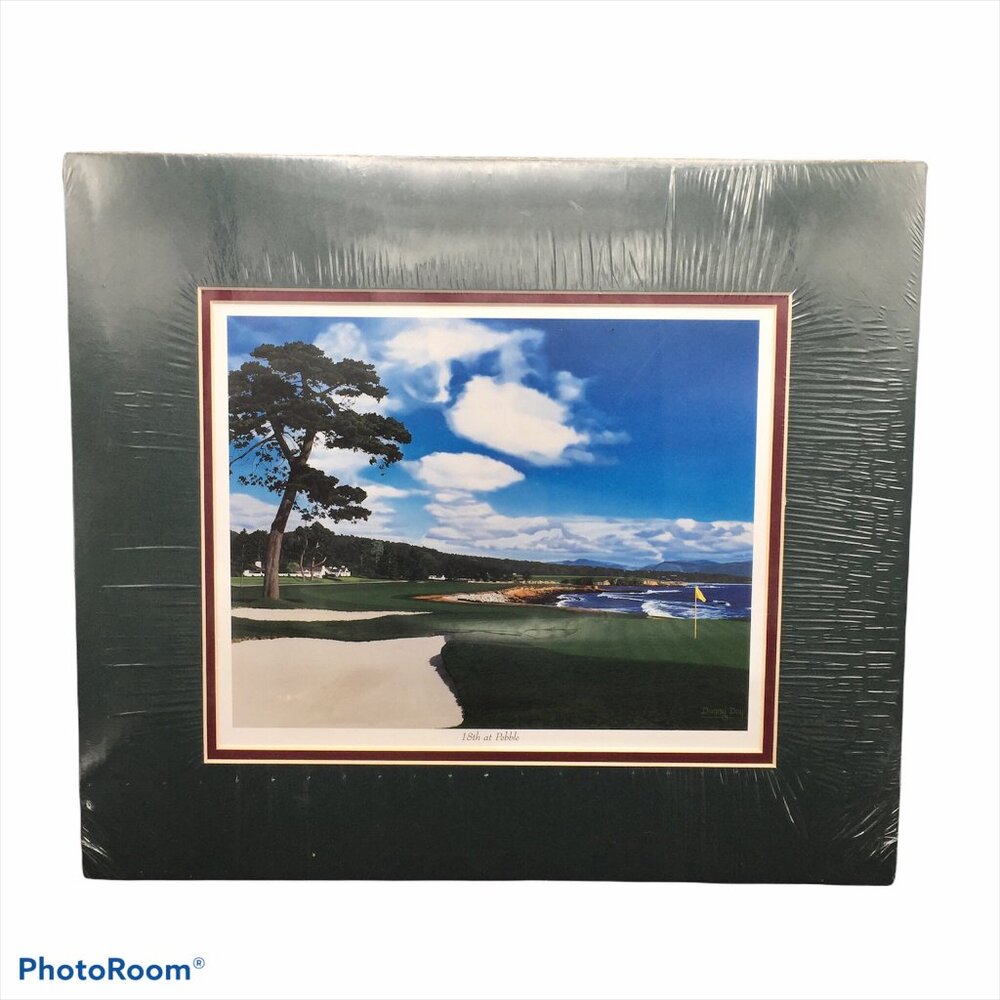 NEW Danny Day 18th at Pebble Beach CA 14 In x 16 In Matted Golf Print